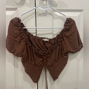 Cropped brown corset top from Pacsun, size small.